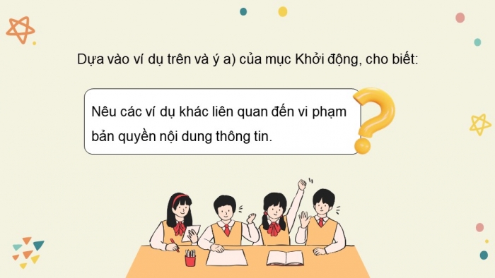 Giáo án điện tử Tin học 5 cánh diều Chủ đề D Bài học: Tôn trọng quyền tác giả khi sử dụng nội dung thông tin