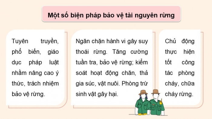 Giáo án điện tử Công nghệ 12 Lâm nghiệp Thủy sản Cánh diều Bài 8: Bảo vệ và khai thác tài nguyên rừng