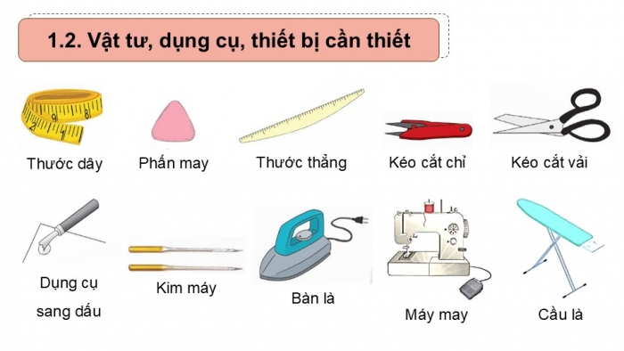 Giáo án điện tử Công nghệ 9 Cắt may Chân trời Chủ đề 3: Thực hành cắt may trang phục