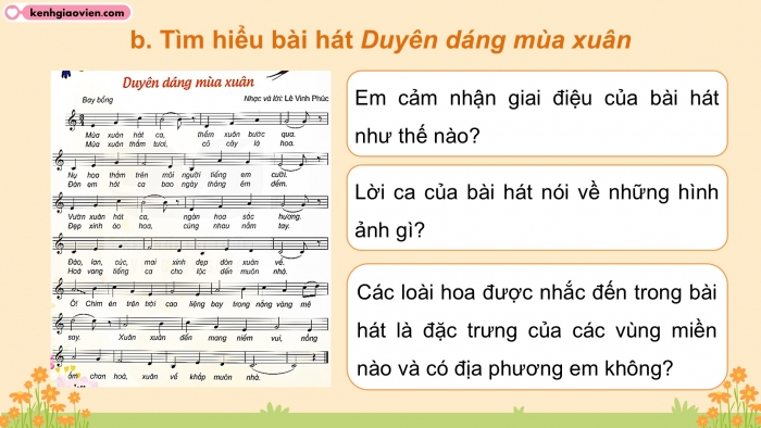 Giáo án điện tử Âm nhạc 5 kết nối Tiết 13: Hát Duyên dáng mùa xuân