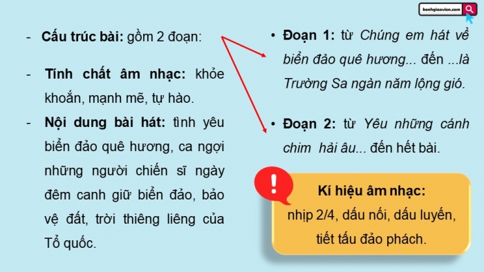 Giáo án điện tử Âm nhạc 9 chân trời Bài 6: Hát Em yêu biển đảo quê em, Nhạc cụ thể hiện tiết tấu