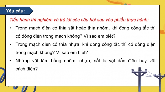 Giáo án điện tử Khoa học 5 chân trời Bài 8: Vật dẫn điện và vật cách điện