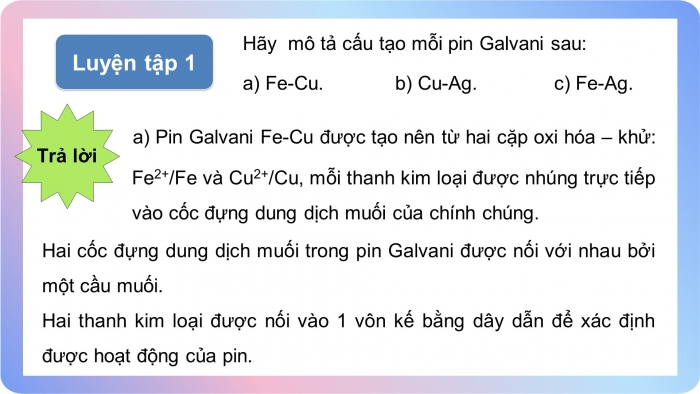 Giáo án điện tử Hóa học 12 cánh diều Bài 11: Nguồn điện hóa học