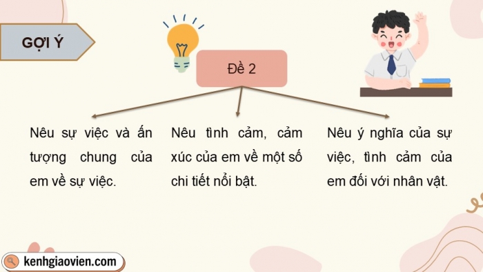 Giáo án điện tử Tiếng Việt 5 cánh diều Bài 6: Luyện tập viết đoạn văn thể hiện tình cảm, cảm xúc (Tìm ý, sắp xếp ý)