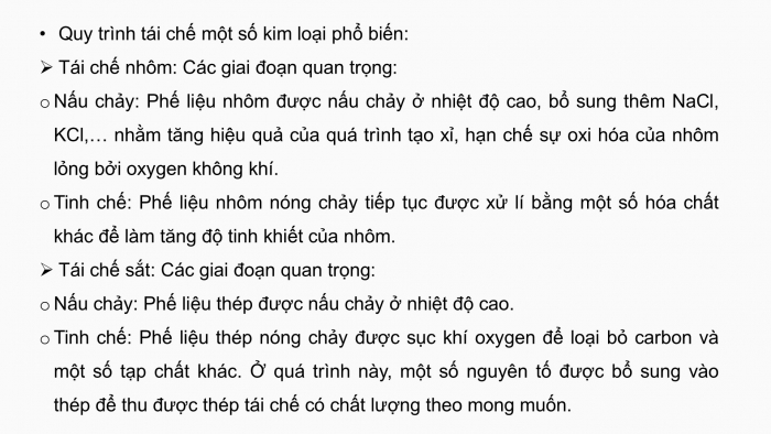 Giáo án điện tử chuyên đề Hoá học 12 chân trời Bài 3: Quy trình thủ công tái chế kim loại và một số ngành nghề liên quan đến hoá học tại địa phương