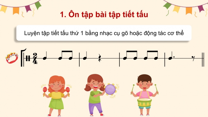 Giáo án điện tử Âm nhạc 5 cánh diều Tiết 12: Ôn tập nhạc cụ, Vận dụng