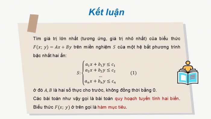 Giáo án điện tử chuyên đề Toán 12 kết nối Bài 3: Vận dụng hệ bất phương trình bậc nhất hai ẩn để giải quyết một số bài toán quy hoạch tuyến tính