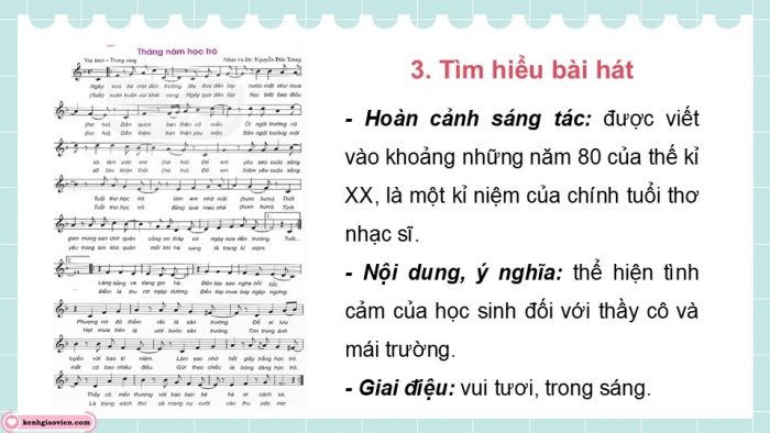 Giáo án điện tử Âm nhạc 9 kết nối Tiết 10: Hát Bài hát Tháng năm học trò