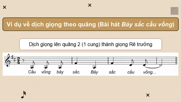 Giáo án điện tử Âm nhạc 9 kết nối Tiết 12: Lí thuyết âm nhạc Sơ lược về dịch giọng, Đọc nhạc Bài đọc nhạc số 2