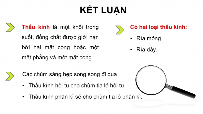 Giáo án điện tử KHTN 9 chân trời - Phân môn Vật lí Bài 7: Thấu kính. Kính lúp