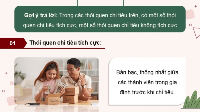 Giáo án điện tử Kinh tế pháp luật 12 kết nối Bài 7: Quản lí thu, chi trong gia đình