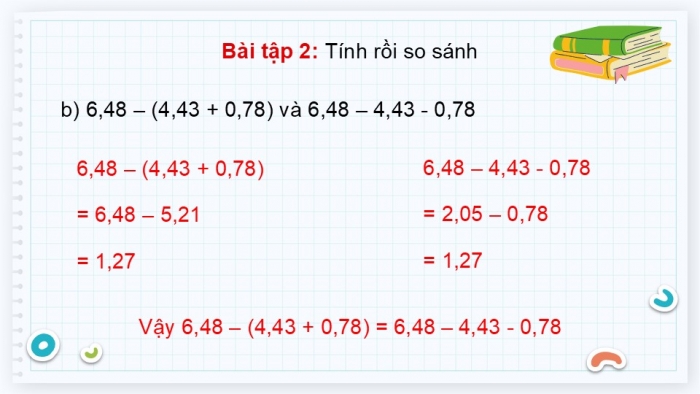 Giáo án PPT dạy thêm Toán 5 Chân trời bài 29: Trừ hai số thập phân