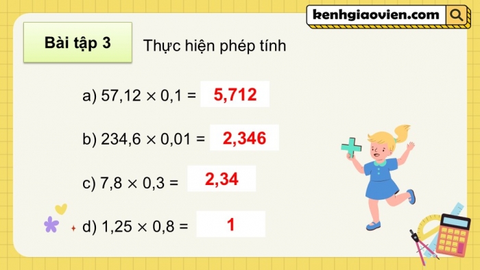 Giáo án PPT dạy thêm Toán 5 Chân trời bài 32: Nhân hai số thập phân