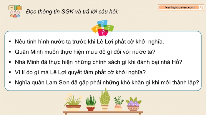 Giáo án điện tử Lịch sử và Địa lí 5 kết nối Bài 12: Khởi nghĩa Lam Sơn và Triều Hậu Lê