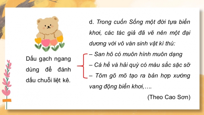 Giáo án điện tử Tiếng Việt 5 kết nối Bài 23: Luyện tập về dấu gạch ngang