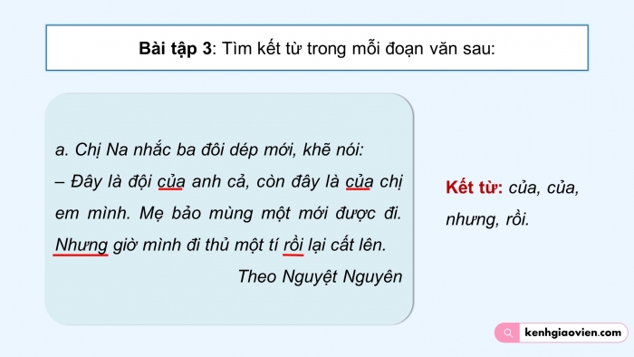 Giáo án điện tử Tiếng Việt 5 chân trời Bài 7: Kết từ