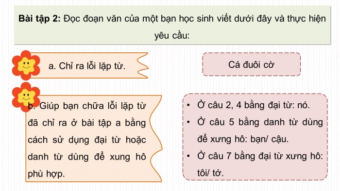 Giáo án điện tử Tiếng Việt 5 chân trời Bài 5: Luyện tập về đại từ và kết từ