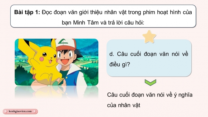 Giáo án điện tử Tiếng Việt 5 chân trời Bài 5: Đoạn văn giới thiệu nhân vật trong phim hoạt hình