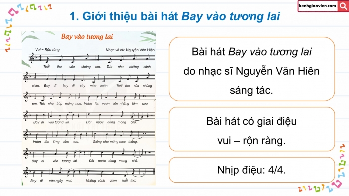 Giáo án điện tử Âm nhạc 5 kết nối Tiết 10: Ôn đọc nhạc Bài số 2, Hát Bay vào tương lai