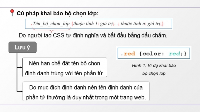 Giáo án điện tử Tin học ứng dụng 12 cánh diều Bài 10: Bộ chọn lớp, bộ chọn định danh