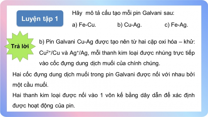 Giáo án điện tử Hóa học 12 cánh diều Bài 11: Nguồn điện hóa học