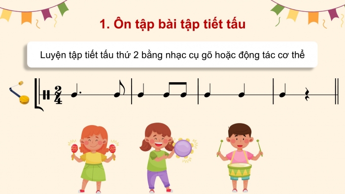 Giáo án điện tử Âm nhạc 5 cánh diều Tiết 12: Ôn tập nhạc cụ, Vận dụng