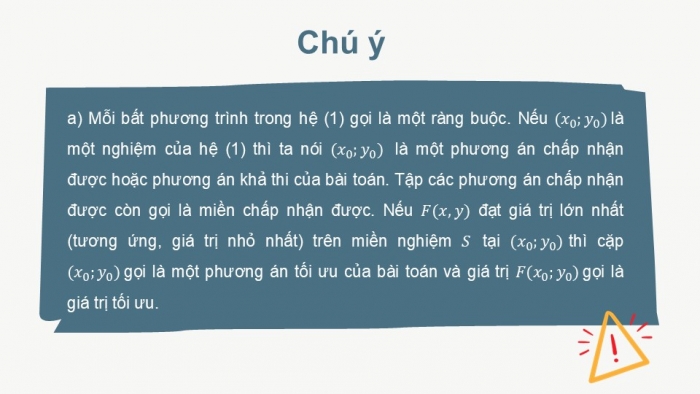 Giáo án điện tử chuyên đề Toán 12 kết nối Bài 3: Vận dụng hệ bất phương trình bậc nhất hai ẩn để giải quyết một số bài toán quy hoạch tuyến tính