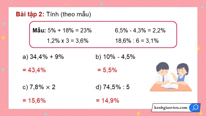 Giáo án điện tử Toán 5 cánh diều Bài 41: Tìm tỉ số phần trăm của hai số