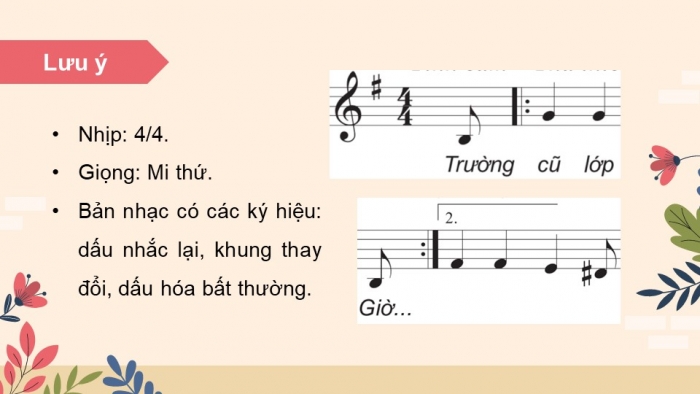 Giáo án điện tử Âm nhạc 9 cánh diều Bài 5 Tiết 1: Hát bài Dáng thầy, Sơ lược về dịch giọng, Trải nghiệm và khám phá Dịch giọng một nét nhạc