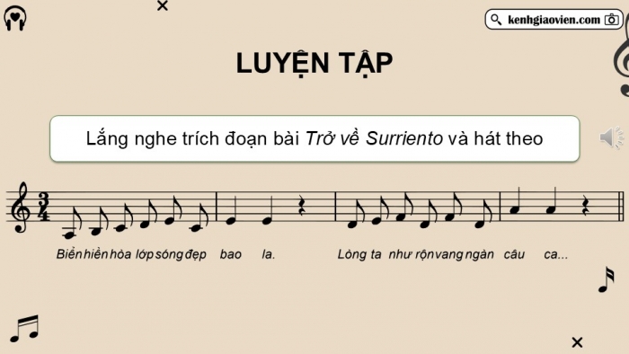 Giáo án điện tử Âm nhạc 9 kết nối Tiết 12: Lí thuyết âm nhạc Sơ lược về dịch giọng, Đọc nhạc Bài đọc nhạc số 2