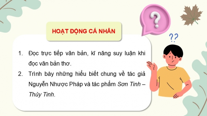 Giáo án điện tử Ngữ văn 9 chân trời Bài 4: Sơn Tinh, Thủy Tinh (Nguyễn Nhược Pháp)