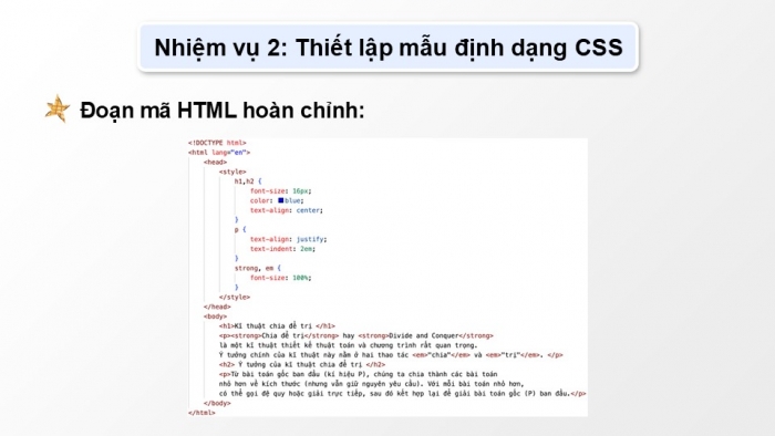 Giáo án điện tử Tin học ứng dụng 12 kết nối Bài 14: Định dạng văn bản bằng CSS (P2)