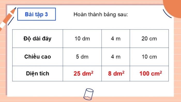 Giáo án PPT dạy thêm Toán 5 Chân trời bài 44: Diện tích hình tam giác