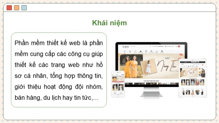 Giáo án điện tử Tin học ứng dụng 12 chân trời Bài E1: Tạo trang web, thiết lập giao diện và xem trước trang web