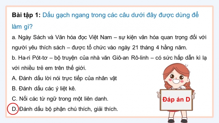 Giáo án điện tử Tiếng Việt 5 kết nối Bài 21: Dấu gạch ngang