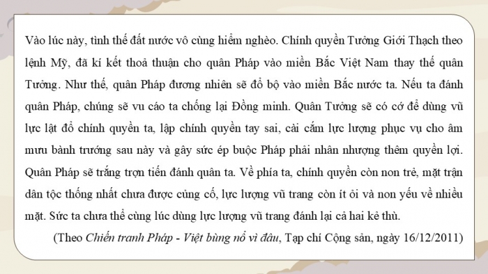 Giáo án điện tử Lịch sử 12 cánh diều Bài 7: Cuộc kháng chiến chống thực dân Pháp (1945 - 1954)