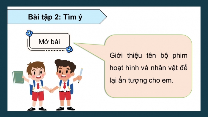 Giáo án điện tử Tiếng Việt 5 kết nối Bài 30: Tìm ý cho đoạn văn giới thiệu nhân vật trong một bộ phim hoạt hình