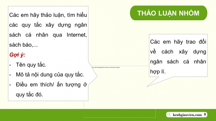 Giáo án điện tử Hoạt động trải nghiệm 9 cánh diều Chủ đề 4 - Hoạt động giáo dục 2: Xây dựng ngân sách cá nhân