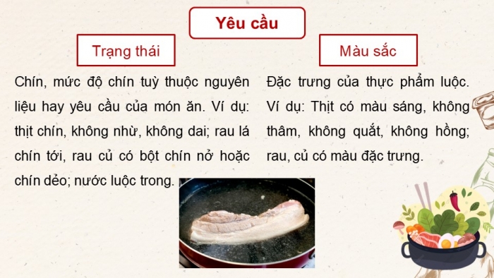 Giáo án điện tử Công nghệ 9 Chế biến thực phẩm Cánh diều Bài 7: Chế biến thực phẩm có sử dụng nhiệt