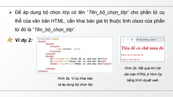 Giáo án điện tử Tin học ứng dụng 12 cánh diều Bài 10: Bộ chọn lớp, bộ chọn định danh