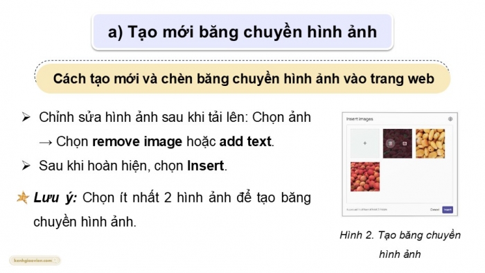 Giáo án điện tử Tin học ứng dụng 12 chân trời Bài E5: Nhúng mã và tạo băng chuyền hình ảnh