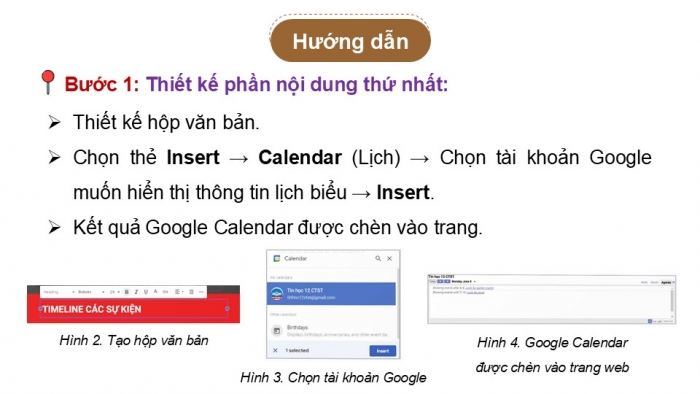 Giáo án điện tử Tin học ứng dụng 12 chân trời Bài E6: Chèn YouTube, Calendar, Drive và Collapsible group