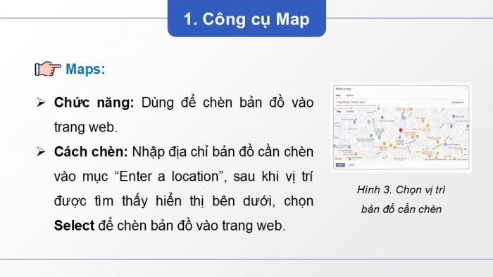 Giáo án điện tử Tin học ứng dụng 12 chân trời Bài E7: Sử dụng Map, Forms và các thiết lập trang web