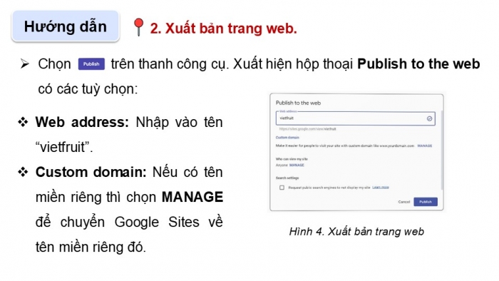 Giáo án điện tử Tin học ứng dụng 12 chân trời Bài E8: Hoàn thiện và xuất bản trang web