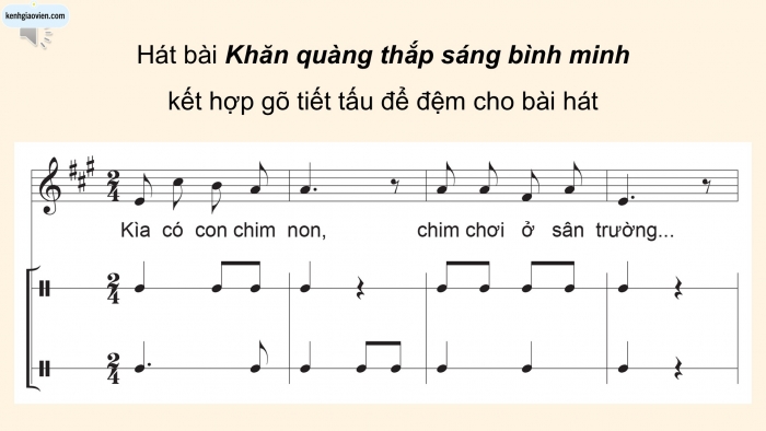 Giáo án điện tử Âm nhạc 5 cánh diều Tiết 12: Ôn tập nhạc cụ, Vận dụng