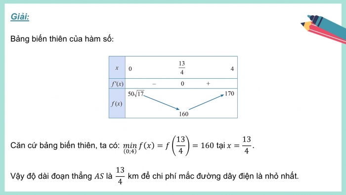 Giáo án điện tử chuyên đề Toán 12 cánh diều Bài 2: Vận dụng đạo hàm để giải quyết một số bài toán tối ưu trong thực tiễn