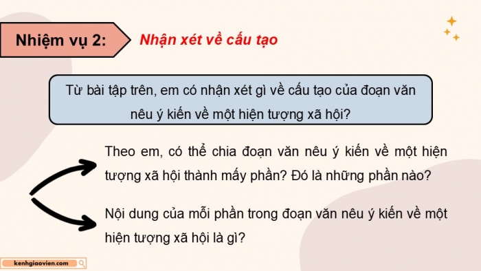 Giáo án điện tử Tiếng Việt 5 cánh diều Bài 7: Viết đoạn văn nêu ý kiến về một hiện tượng xã hội (Cấu tạo của đoạn văn)