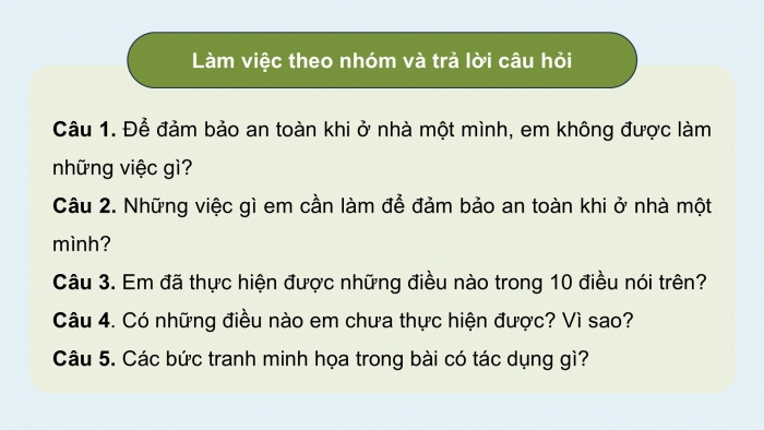 Giáo án điện tử Tiếng Việt 5 cánh diều Bài 9: Khi các em ở nhà một mình