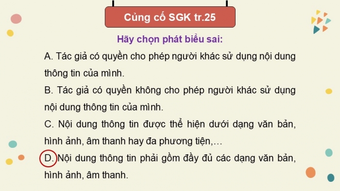 Giáo án điện tử Tin học 5 kết nối Bài 5: Bản quyền nội dung thông tin