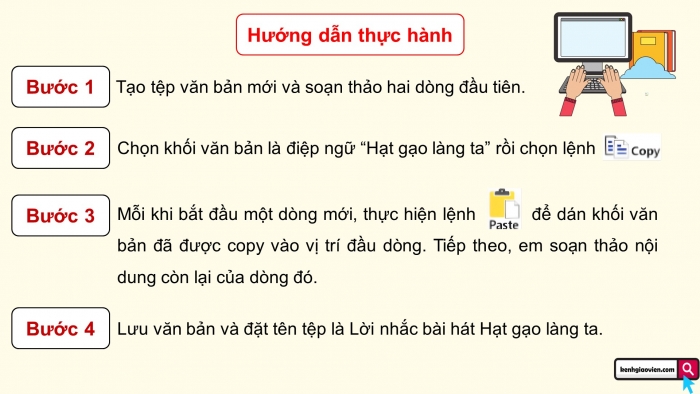 Giáo án điện tử Tin học 5 cánh diều Chủ đề E Bài 1: Thực hành chọn và sao chép khối văn bản